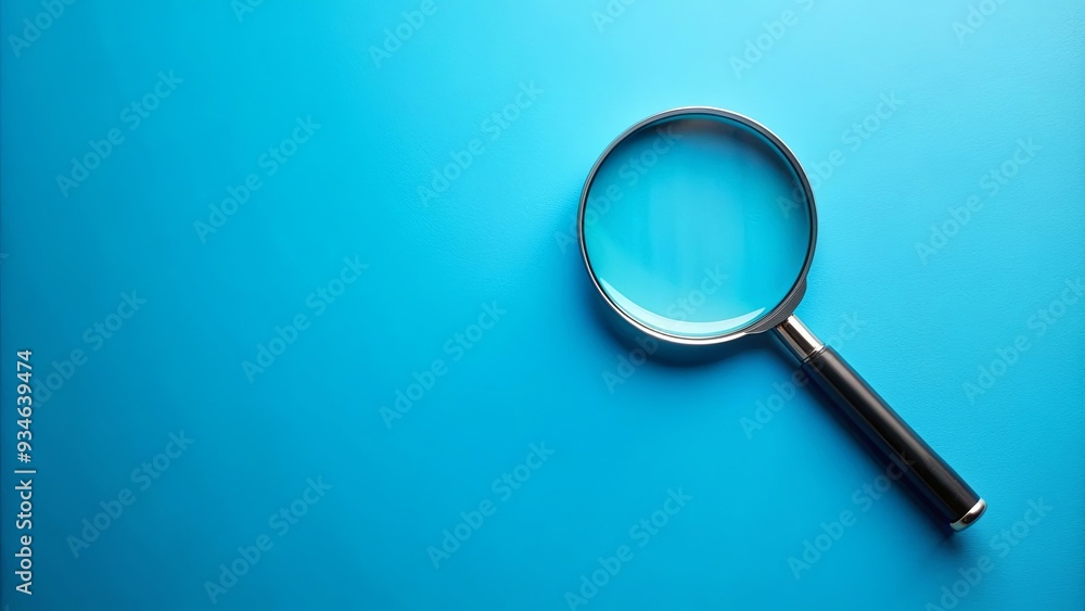 Magnifying glass searching for candidates on blue background for labor market employment job search Magnifying glass searching for candidates on blue background for labor market employment job search