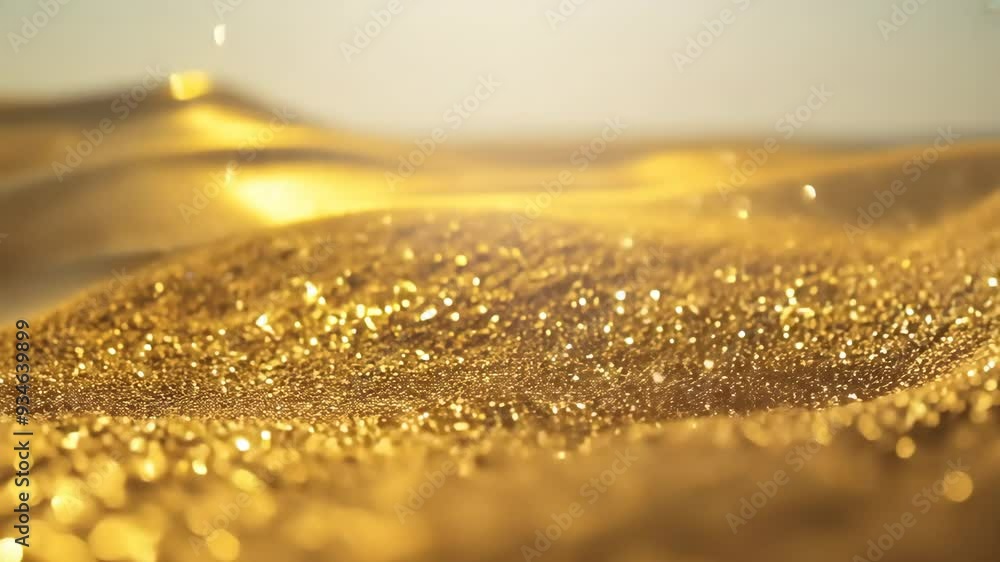 Golden luxury abstract glitter and sequins slow motion animation. Gold sand or glittering eye shadow. Magic effect for holiday video, birthday, Christmas, New Year Golden luxury abstract glitter and sequins slow motion animation. Gold sand or glittering eye shadow. Magic effect for holiday video, birthday, Christmas, New Year