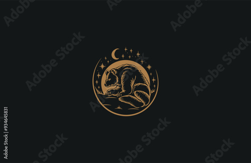 Lazy bear sleepy vintage design vector illustration