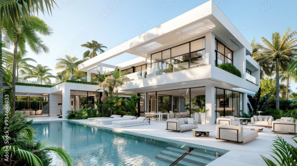 Modern Tropical Villa with Pool and Lush Greenery Modern Tropical Villa with Pool and Lush Greenery