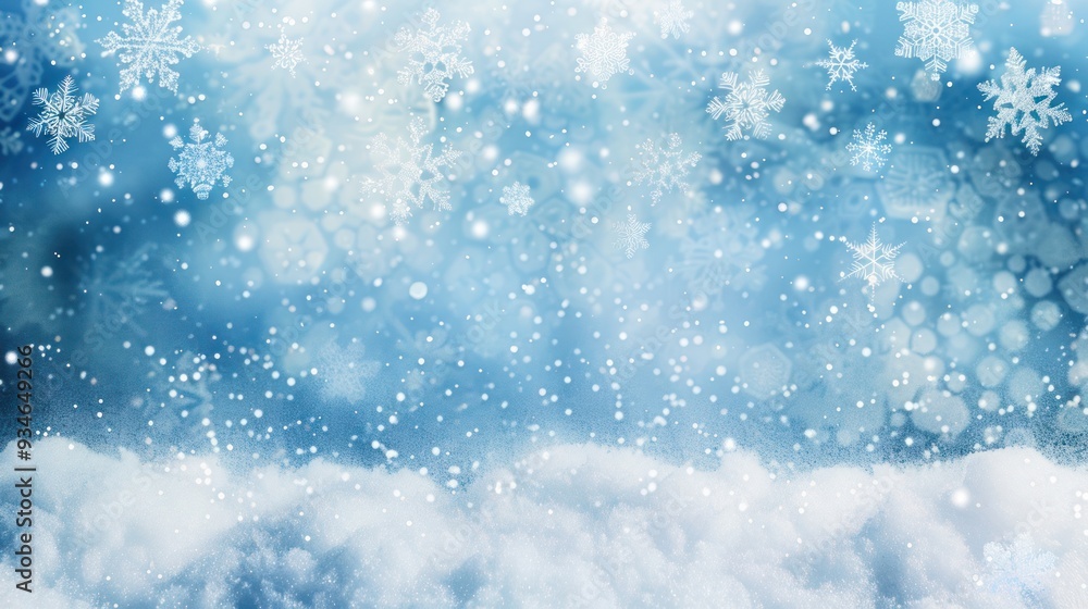 Fototapeta premium Winter Wonderland: Snowy Scene with Falling Snowflakes