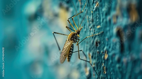 A mosquito on a bedroom wall, showing how these pests invade living spaces and disrupt sleep photo