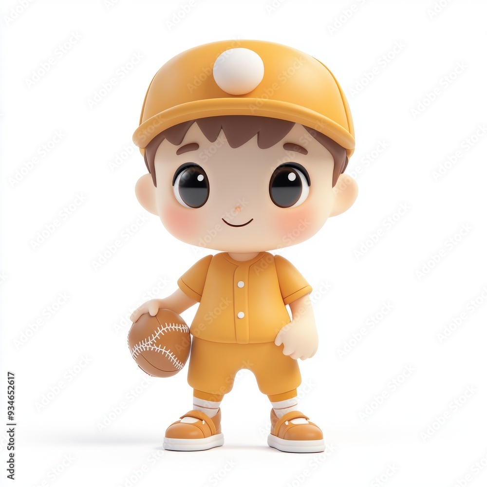 Kawaii Clay Boy Baseball Player Icon - 3D Blender Model, Isolated Kawaii Clay Boy Baseball Player Icon - 3D Blender Model, Isolated
