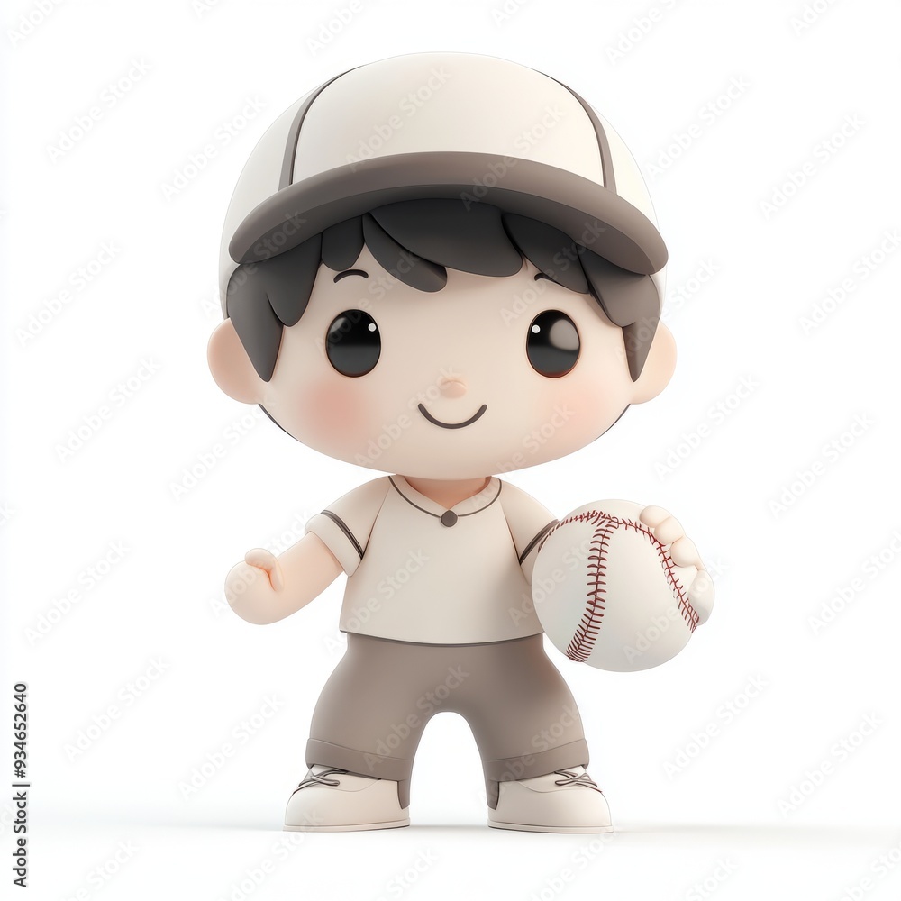 Kawaii Clay Boy Baseball Player 3D Icon - Blender 3D Model 1 Kawaii Clay Boy Baseball Player 3D Icon - Blender 3D Model 1