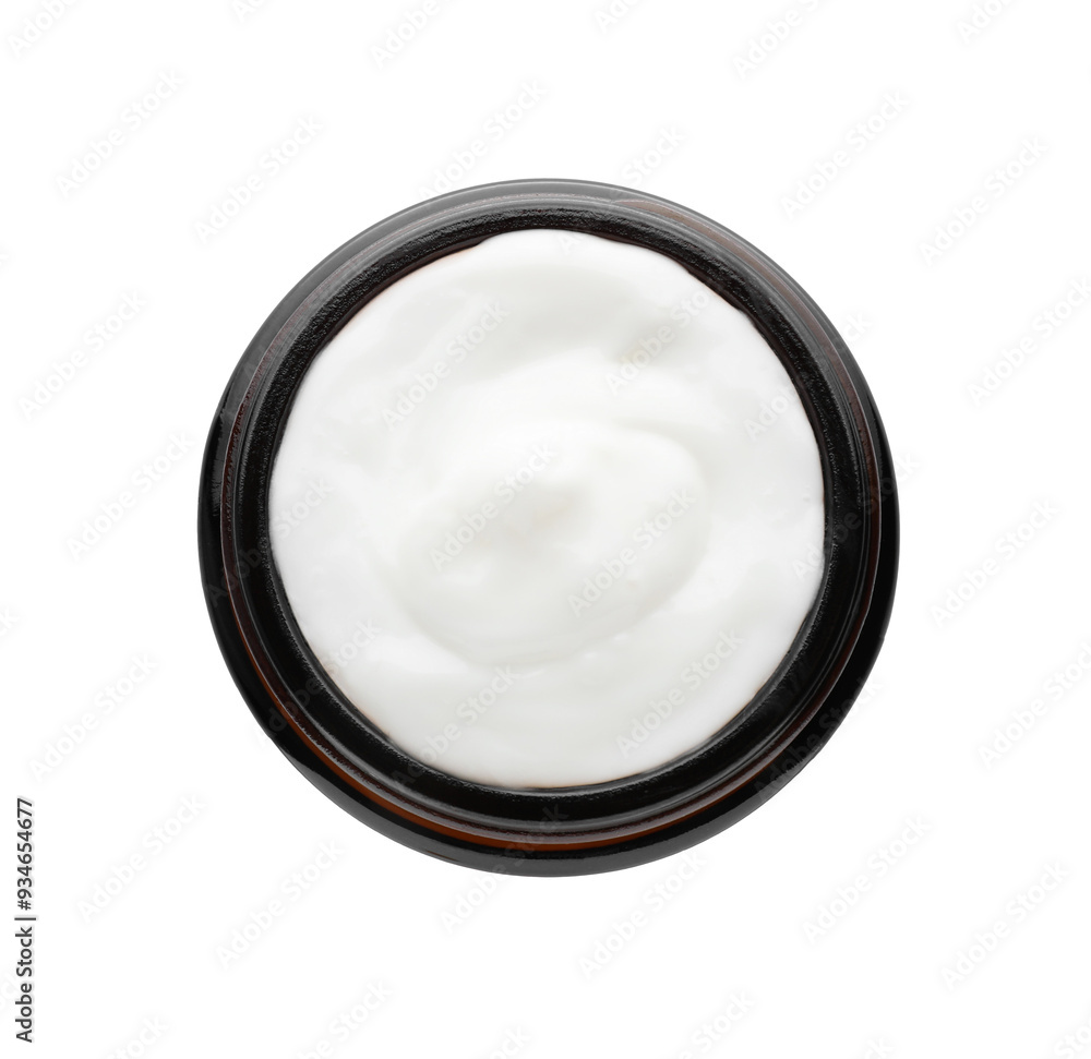 Jar of facial cream isolated on white, top view Jar of facial cream isolated on white, top view