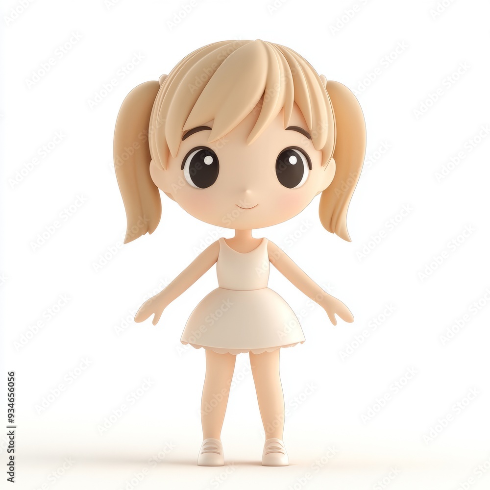 Kawaii Clay Girl Dancing Ballet: 3D Blender Icon with White Background Kawaii Clay Girl Dancing Ballet: 3D Blender Icon with White Background