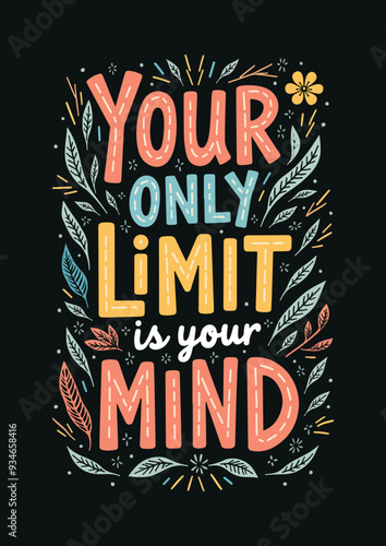 Inspirational typography quotes for gym and fitness, Your Only Limit is your mind, Motivational Quotes
