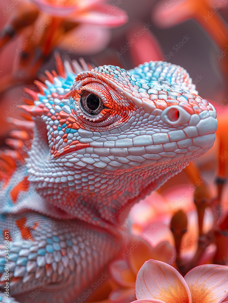 Macro photography graceful lizards on pink oleanders Macro photography graceful lizards on pink oleanders