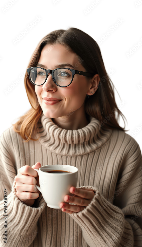 Woman in transparent Background, A Woman Sipping Coffee Woman in transparent Background, A Woman Sipping Coffee