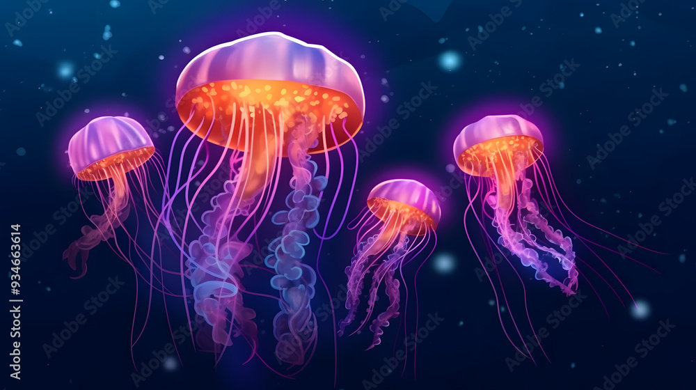Jellyfish under at sea illustration vector Jellyfish under at sea illustration vector