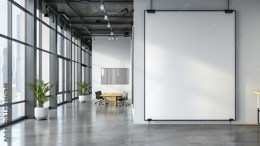 blank white paper pinned on the wall in modern office for mockup, business office mockup blank white paper pinned on the wall in modern office for mockup, business office mockup