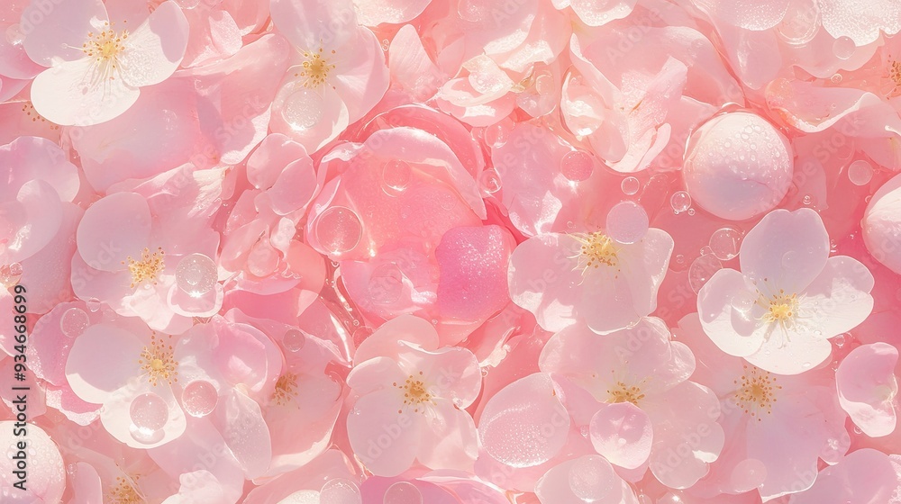 Close up of beautiful pink rose petals in clear crystal water with bubbles. Spa and wellness concept. Close up of beautiful pink rose petals in clear crystal water with bubbles. Spa and wellness concept.