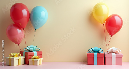 gift boxes and balloons