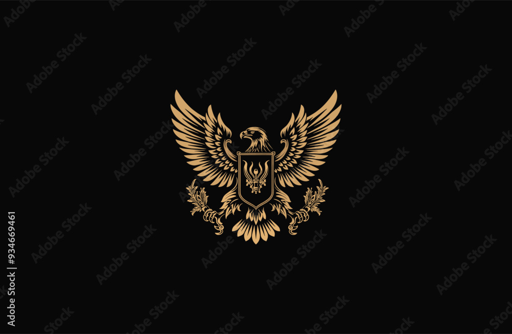 Obraz premium Eagle royal crest vintage design vector illustration