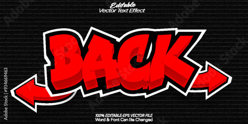 Back Vector Text Effect Editable Alphabet Red Hiphop Grafitti Urban Black Street