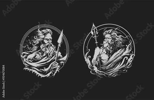 Poseidon god of the sea design vector illustration