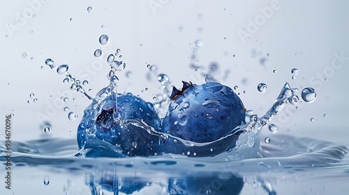 Wallpaper Mural blueberry drop in splashes water on a white background Torontodigital.ca