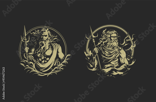 Poseidon god of the sea design vector illustration