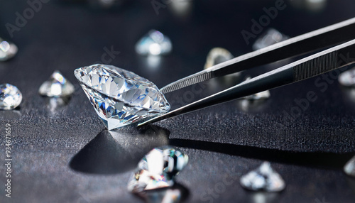 Obraz na płótnie Gems and jewelry Diamonds and gems lay on the ground, glistening. w salonie