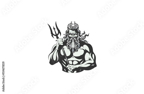 Poseidon god of the sea design vector illustration