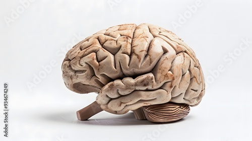 Isolated brain on white background with copy space.