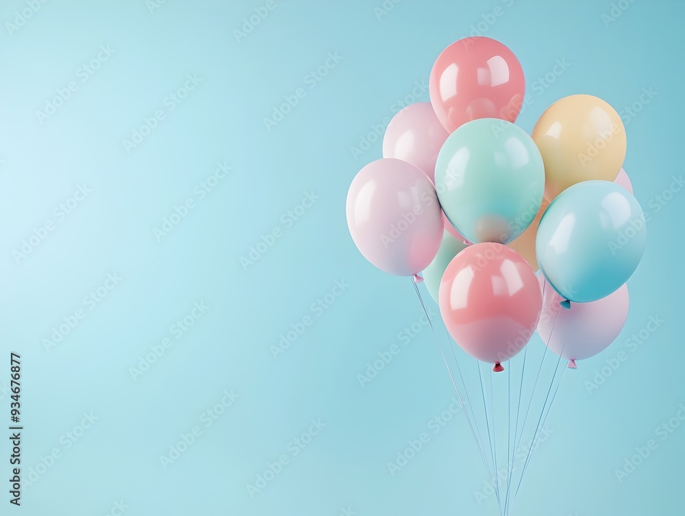 A 3D rendered cluster of pastel colored balloons floating gently with significant copy space featuring a flat design front view and a spring festival theme animation A 3D rendered cluster of pastel colored balloons floating gently with significant copy space featuring a flat design front view and a spring festival theme animation