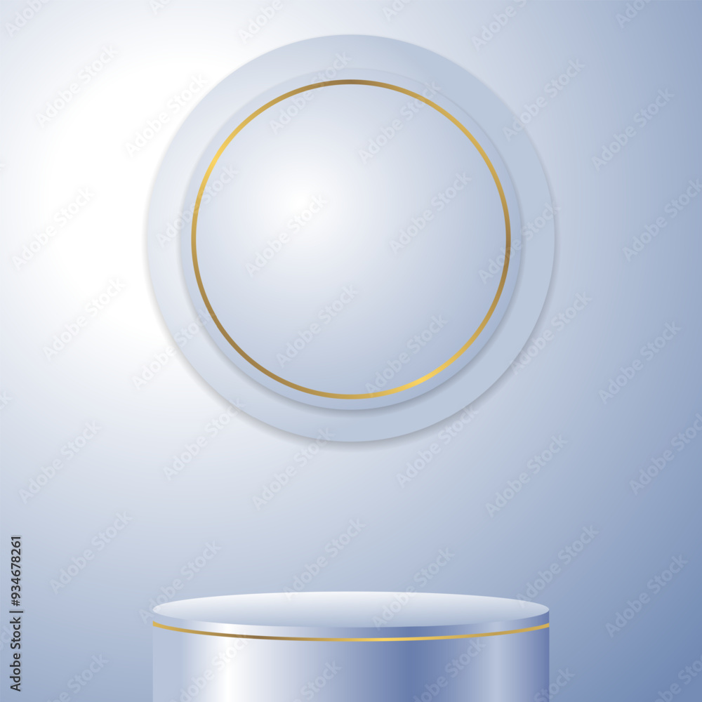 3D realistic empty light blue podium stand on dark brown background, product stand promotion, etc. Vector illustration 3D realistic empty light blue podium stand on dark brown background, product stand promotion, etc. Vector illustration