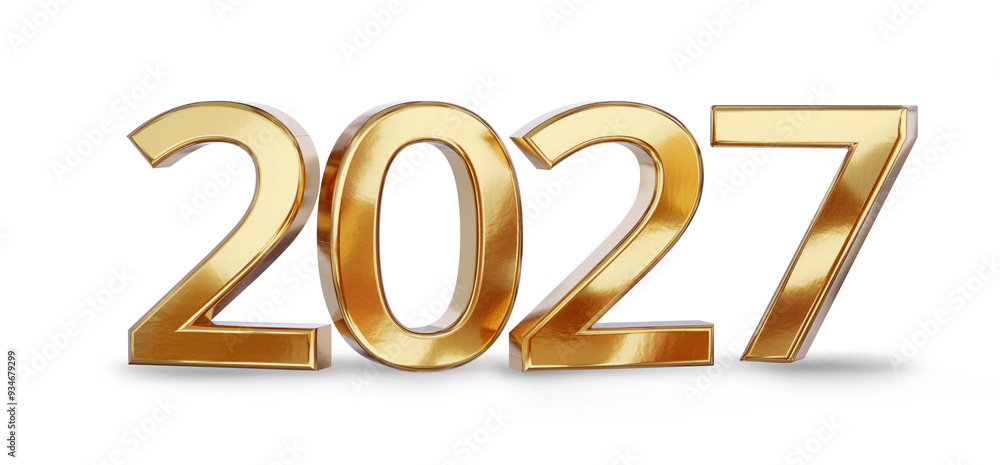 2027 as the year in font-weight: bold, golden metallic, gold color, isolated, new year symbol icon, 3d-illustration 2027 as the year in font-weight: bold, golden metallic, gold color, isolated, new year symbol icon, 3d-illustration