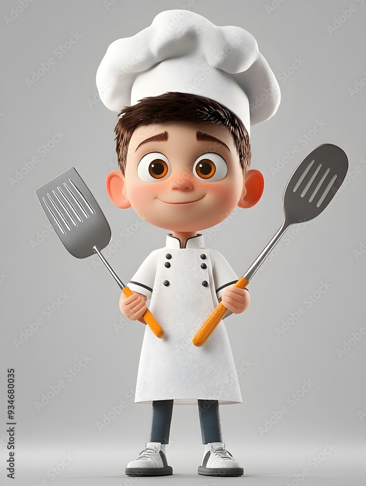 Full Body Animated 3D Chef Character Wearing Toque Hat and Uniform Holding a Spatula in Cooking Pose Culinary Profession Concept for Restaurants Cafes Bakeries and Catering Services Full Body Animated 3D Chef Character Wearing Toque Hat and Uniform Holding a Spatula in Cooking Pose Culinary Profession Concept for Restaurants Cafes Bakeries and Catering Services