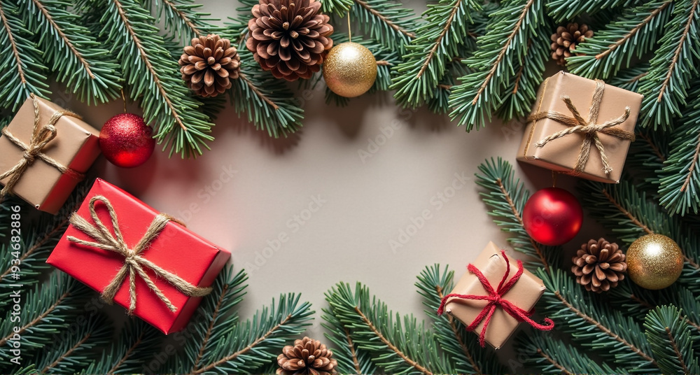 christmas background with branches and cones christmas background with branches and cones