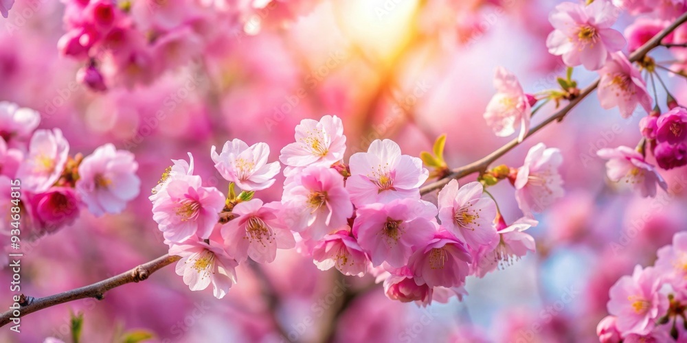 Obraz premium Beautiful pink cherry blossoms blooming in spring , nature, flowers, sakura, trees, petals, delicate, blooming, pink
