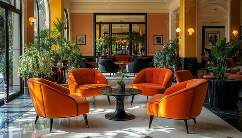 Mid-Century French Hotel Lobby Retro and Elegant