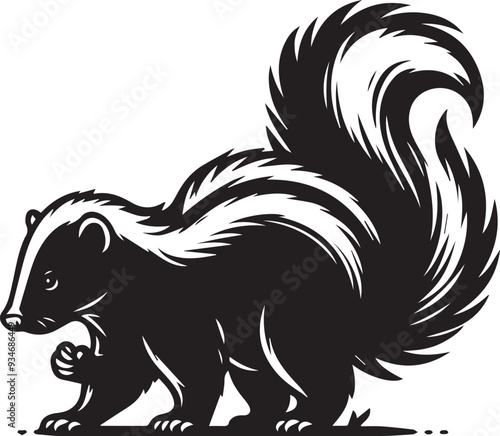 skunk silhouette Black Vector, skunk line art silhouette,