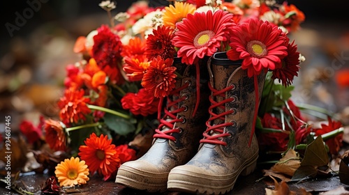 Wallpaper Mural boots and flowers Torontodigital.ca
