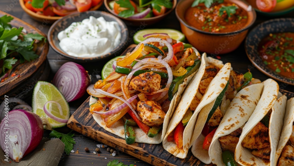 Chicken and Vegetable Tacos with Toppings Chicken and Vegetable Tacos with Toppings