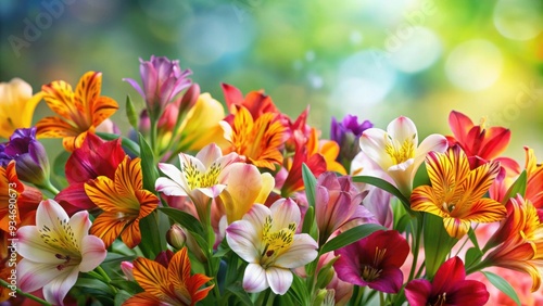 Vibrant Peruvian Lily Indian Summer flowers in various colors , vibrant, colorful, Peruvian Lily, Indian Summer, flowers, nature