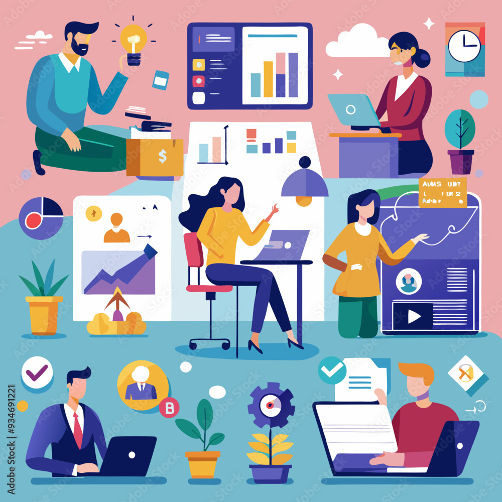 Modern Flat Design Business Scenes Modern Flat Design Business Scenes