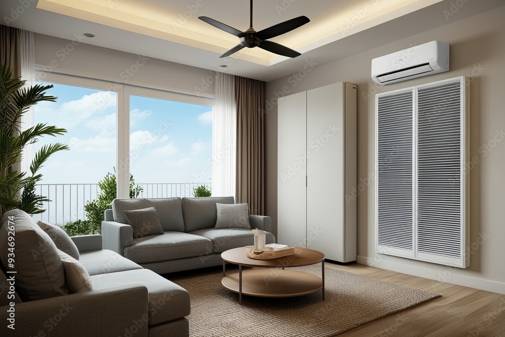 Fototapeta premium Modern Air Conditioning System Providing Cool Air for Summer Comfort