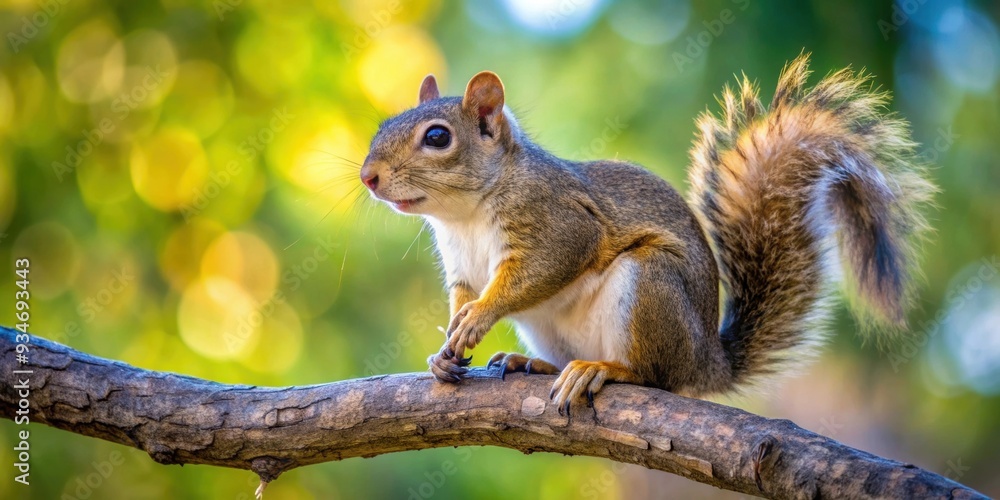 Squirrel perched on a tree branch , woodland, wildlife, nature, cute, furry, rodent, bushy tail, climbing, forest, outdoors Squirrel perched on a tree branch , woodland, wildlife, nature, cute, furry, rodent, bushy tail, climbing, forest, outdoors