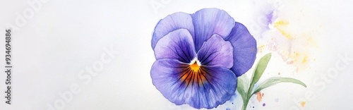 Watercolor Illustration of a Pansy Flower