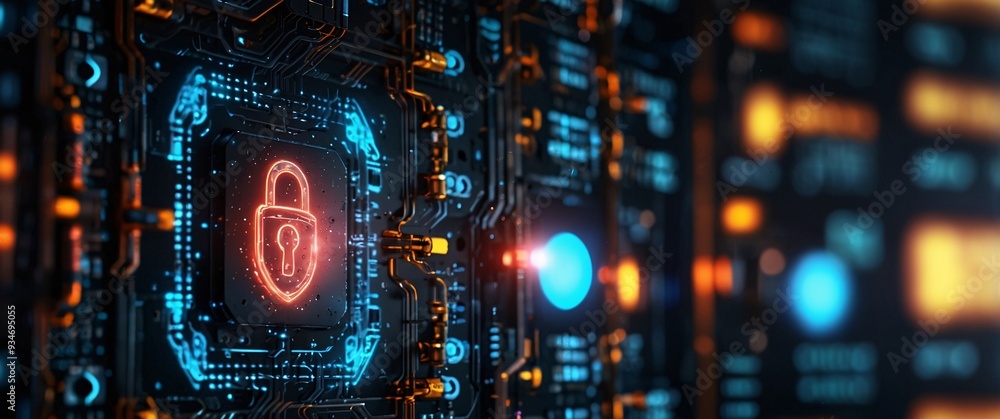 Obraz premium the importance of cyber security and digital protection in the modern business landscape. Use futuristic and sleek technology designs to convey a sense of advanced protection and security