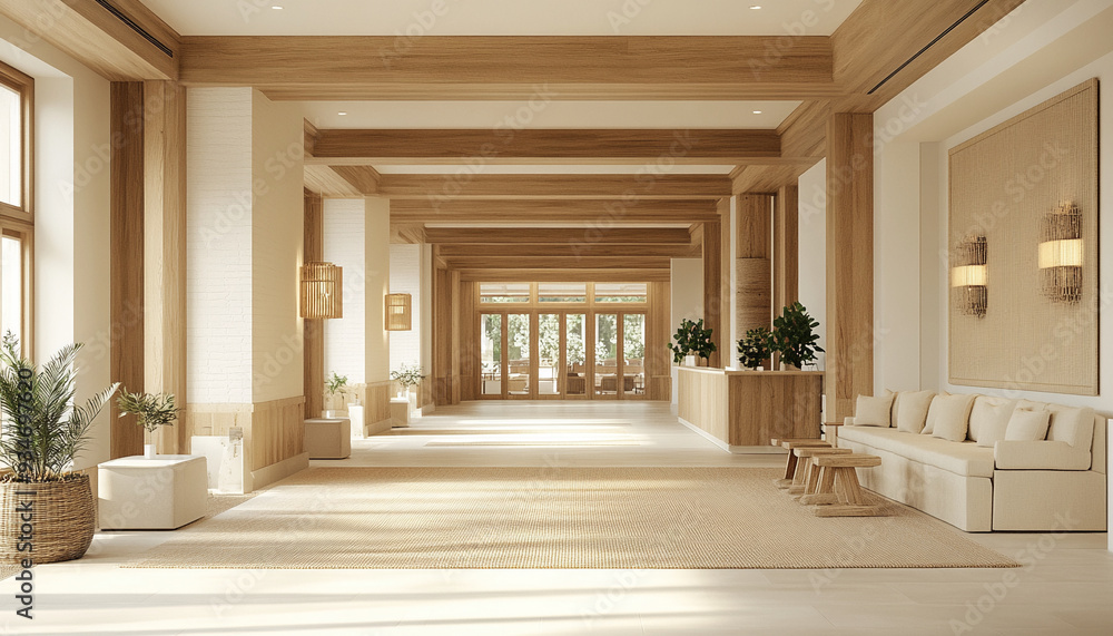Modern Farmhouse Hotel Lobby Cozy and Stylish high detail