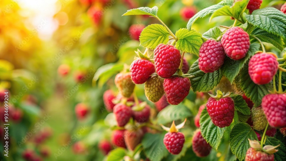 Lush raspberry thickets in a bountiful harvest , raspberries, thicket, bushes, harvest, ripe, fresh, organic, farm, agriculture Lush raspberry thickets in a bountiful harvest , raspberries, thicket, bushes, harvest, ripe, fresh, organic, farm, agriculture