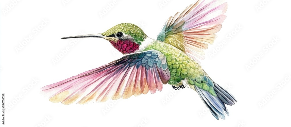 Fototapeta premium Watercolor illustration of a hummingbird species