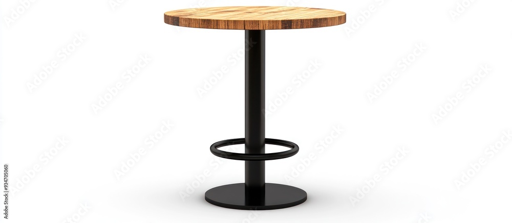Modern Bar Table with Wooden Top and Black Metal Base Modern Bar Table with Wooden Top and Black Metal Base