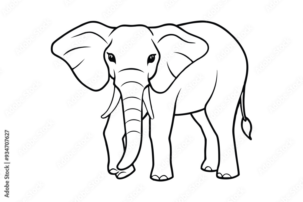 Obraz premium elephant illustration line art vector
