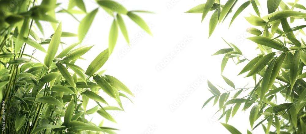 Fototapeta premium Bamboo Leaves Against White Background