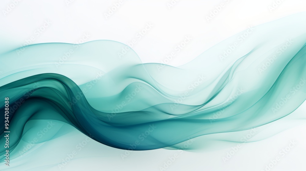 Gentle teal waves evoke a feeling of tranquility and calm, flowing gracefully across a light background, creating an abstract composition full of movement Gentle teal waves evoke a feeling of tranquility and calm, flowing gracefully across a light background, creating an abstract composition full of movement