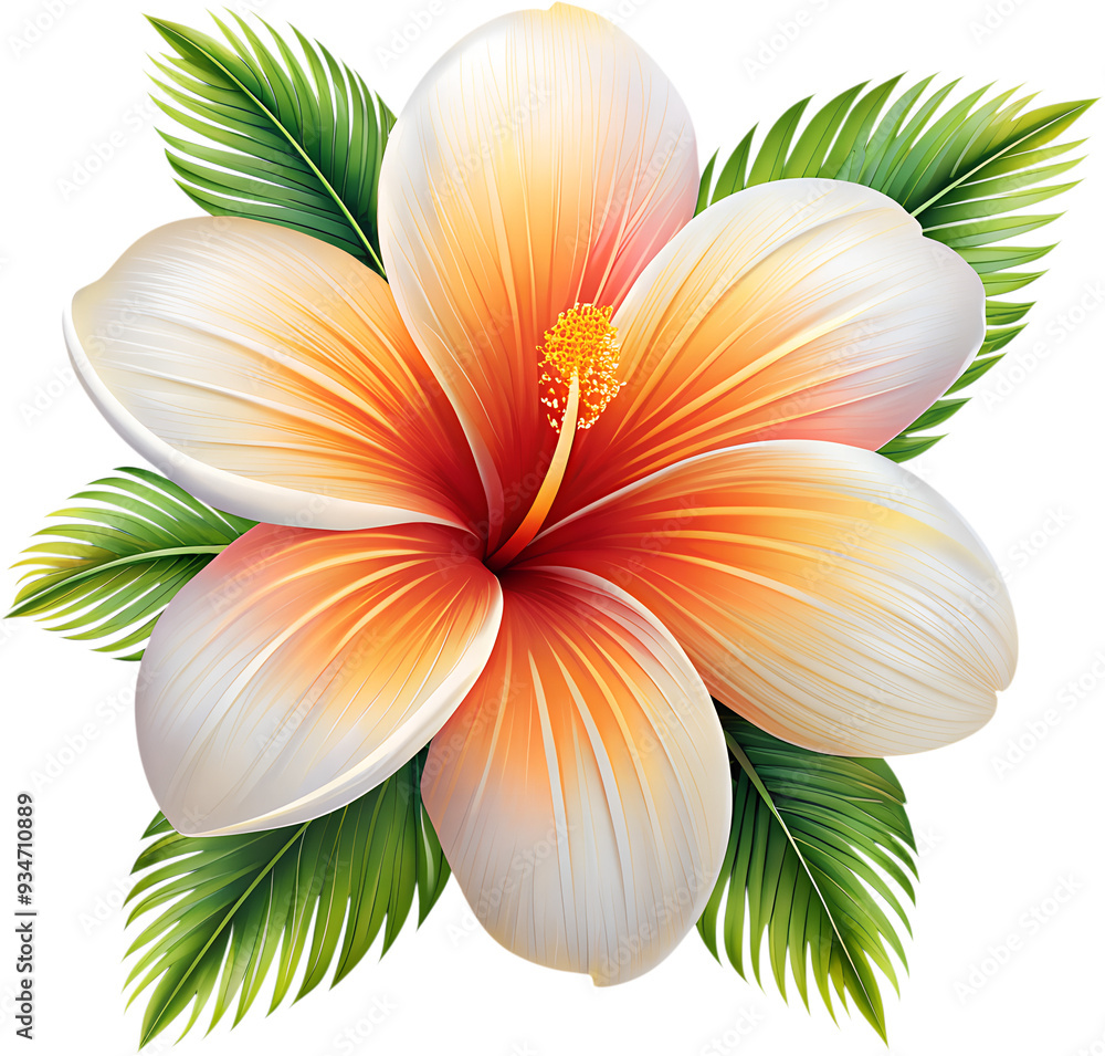 Fototapeta premium Tropical Plants and Flowers PNG Photo Overlays - High-Resolution Transparent Overlays Featuring Exotic Plants and Vibrant Flowers for Creating Lush, Tropical Scenes for Creative and Design Project. AI