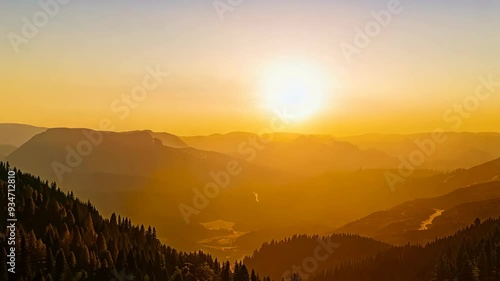 Nature's Awakening: Timelapse of Sun Rising Over Rugged Mountains